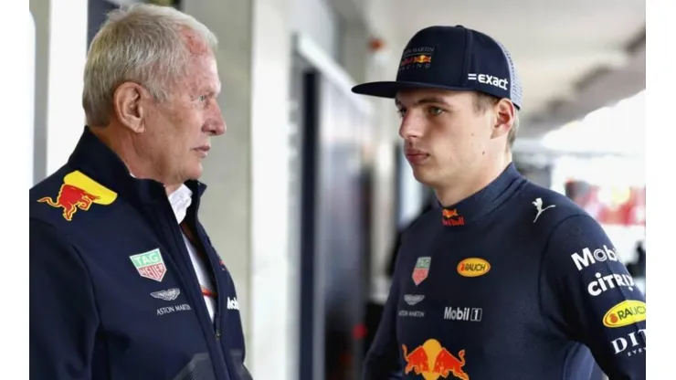 Helmut Marko junto a Max Verstappen.