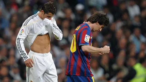 Messi festeja uno de sus goles frente al Real Madrid de Cristiano.