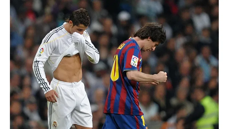 Messi festeja uno de sus goles frente al Real Madrid de Cristiano.