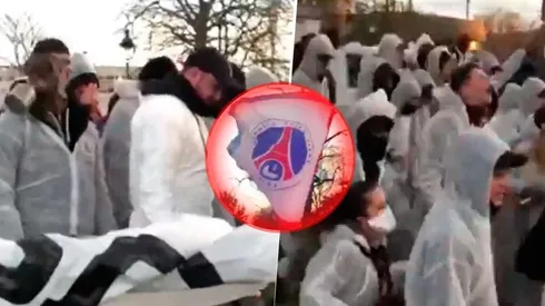 Hinchas del PSG recibieron el micro con los jugadores antes del partido ante Borussia Dortmund
