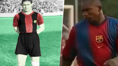 Alejandro Morera Soto y Froylan Ledezma con la camiseta del Barcelona