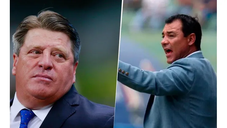 Miguel Herrera y Mauricio Tapia, entrenadores del América y Comunicaciones respectivamente.