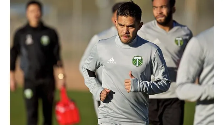 Andrés Flores en un entrenamiento de Portland Timbers