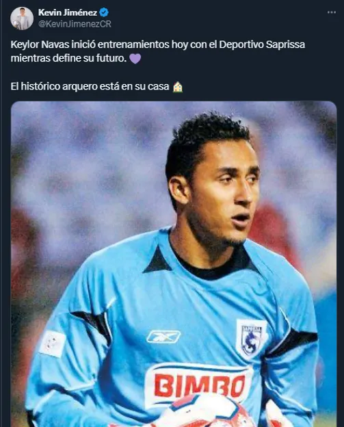 Kevin Jiménez sobre Keylor Navas en las redes sociales