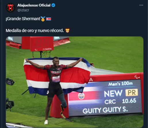 Alajuelense en redes sociales sobre Sherman Guity