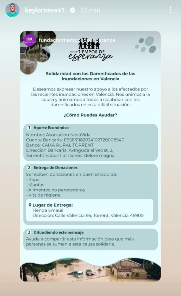 La publicación de Keylor Navas.