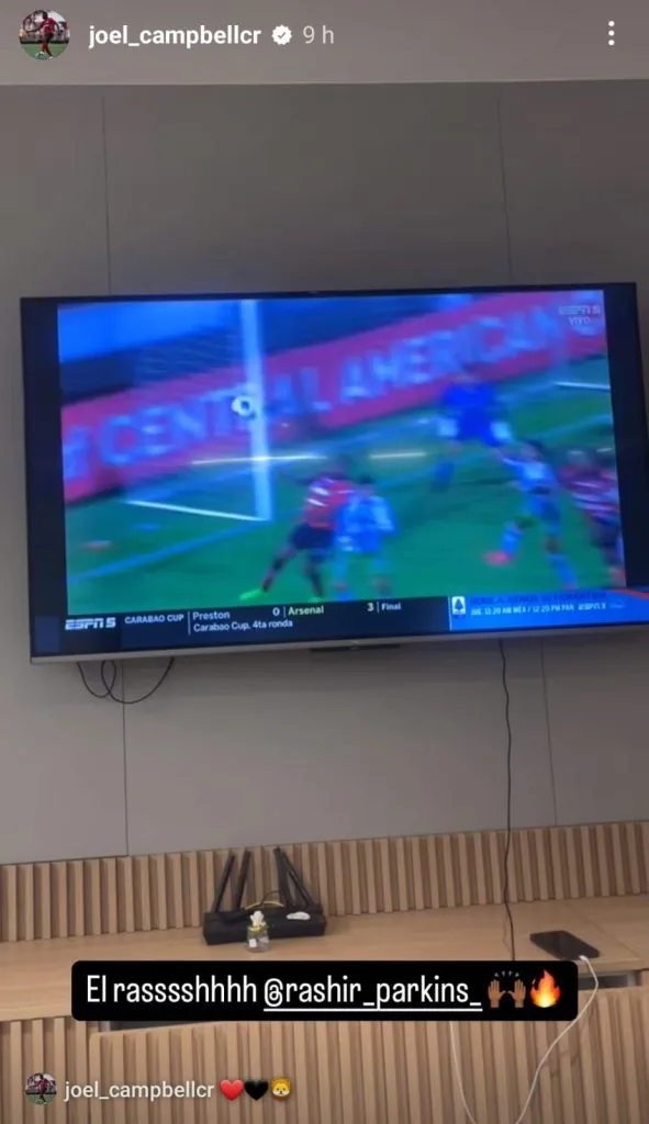 Joel Campbell en su cuenta oficial de Instagram