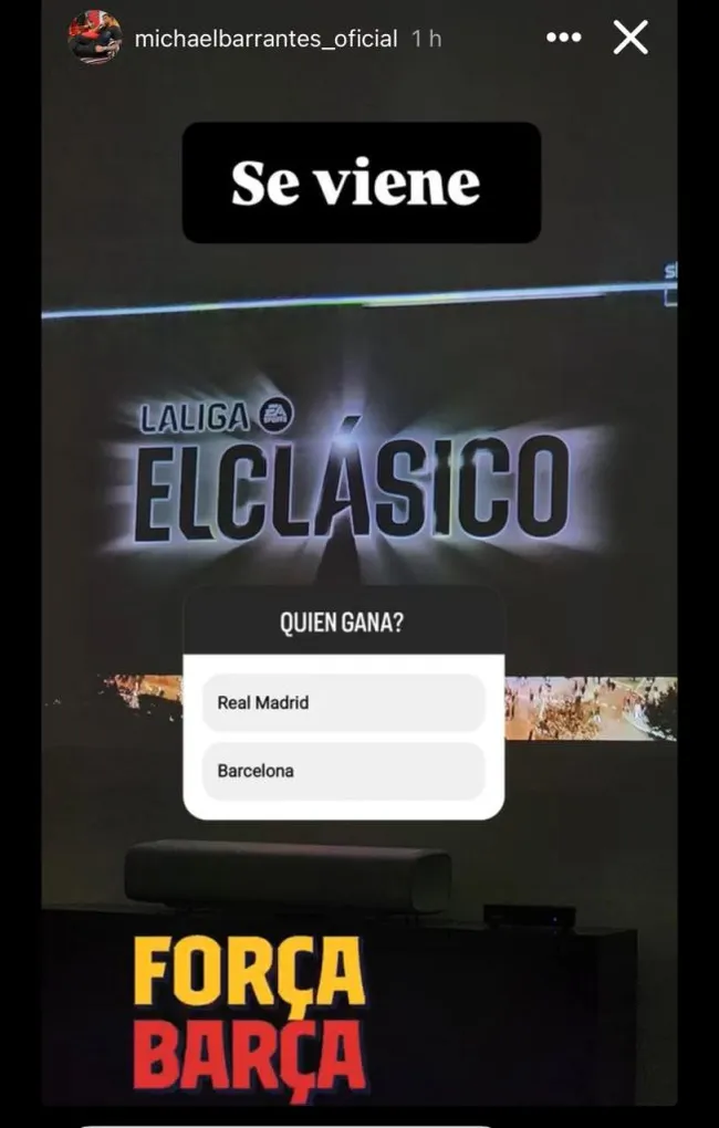 Michael Barrantes eligió su favorito para el Clásico. (Instagram)