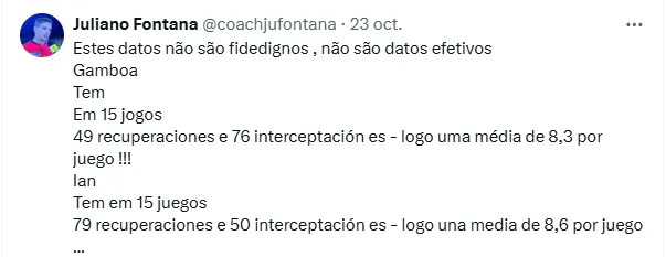 La respuesta del brasileño Fontana, ayudante de Guimaraes.