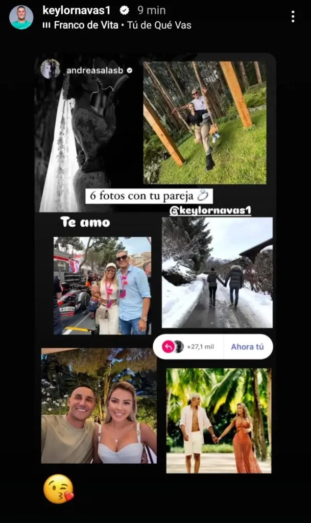 Keylor Navas y Andrea Salas, espléndidos en las redes. (Instagram)