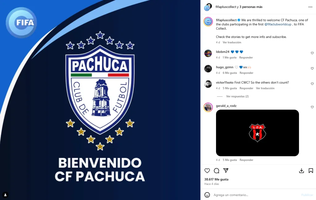 La FIFA ya le dio la bienvenida a Pachuca al Mundial de Clubes. (Instagram)