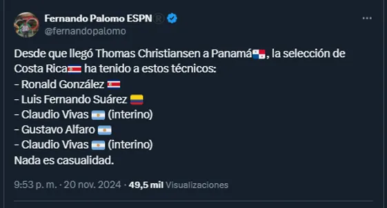 Fernando Palomo en su cuenta oficial de X.