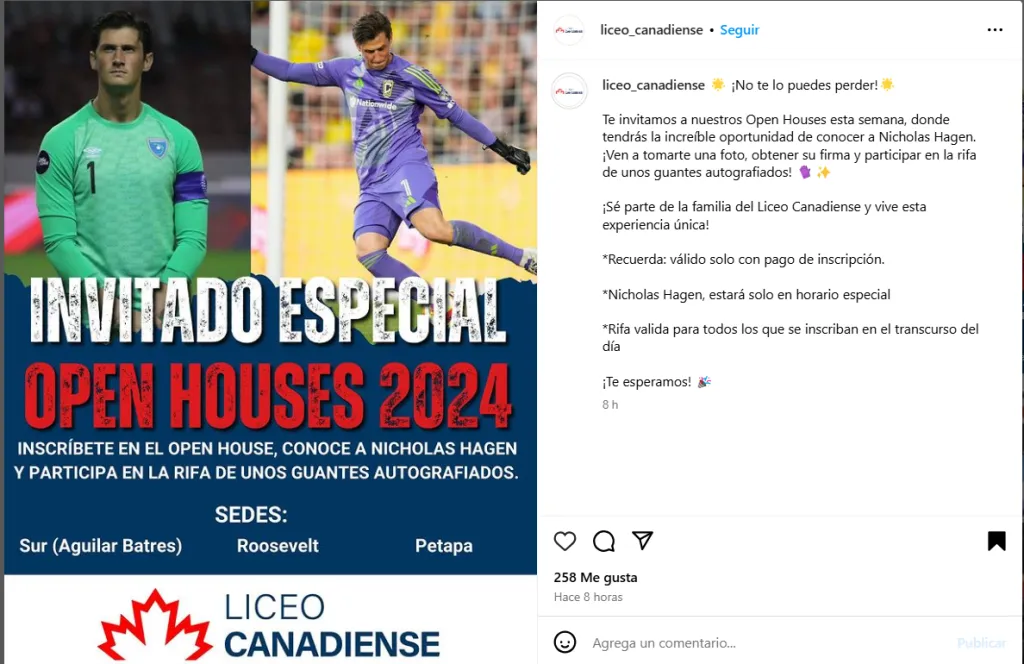 La publicación de Liceo Canadiense en su cuenta de Instagram.