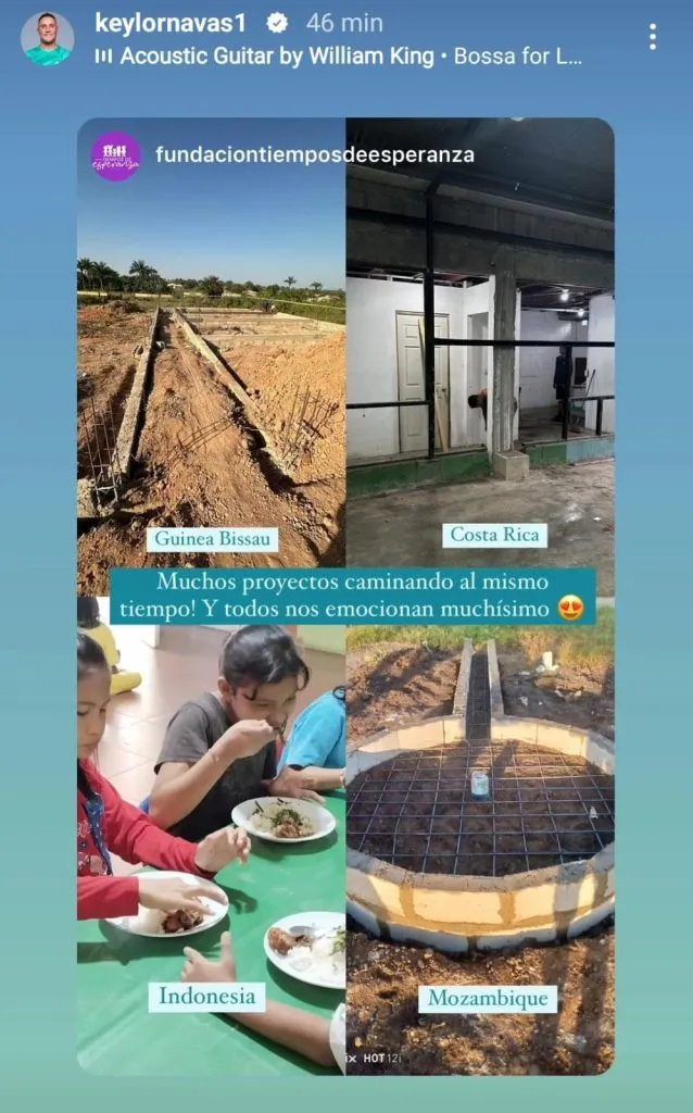 La publicación de Keylor Navas en sus redes sociales.