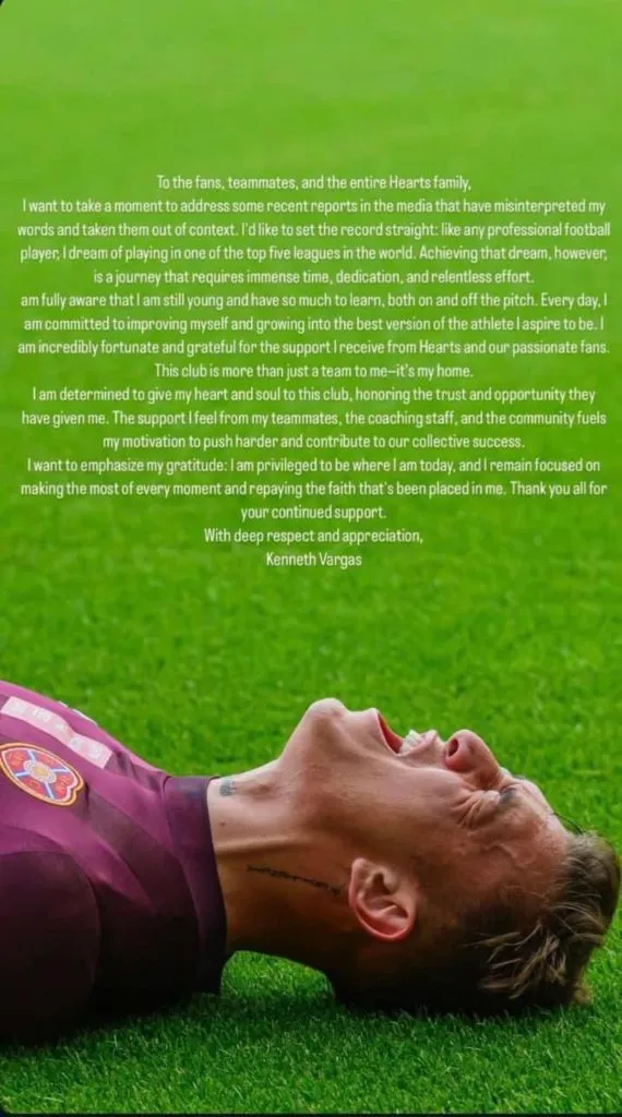 La publicación de Kenneth Vargas en sus redes sociales.