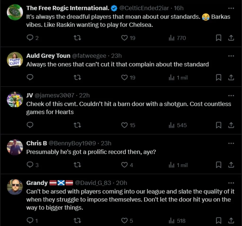 Los comentarios contra Kenneth Vargas.