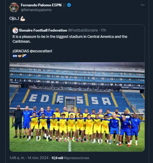 La Selección de Bonaire desde el Estadio Cuscatlán