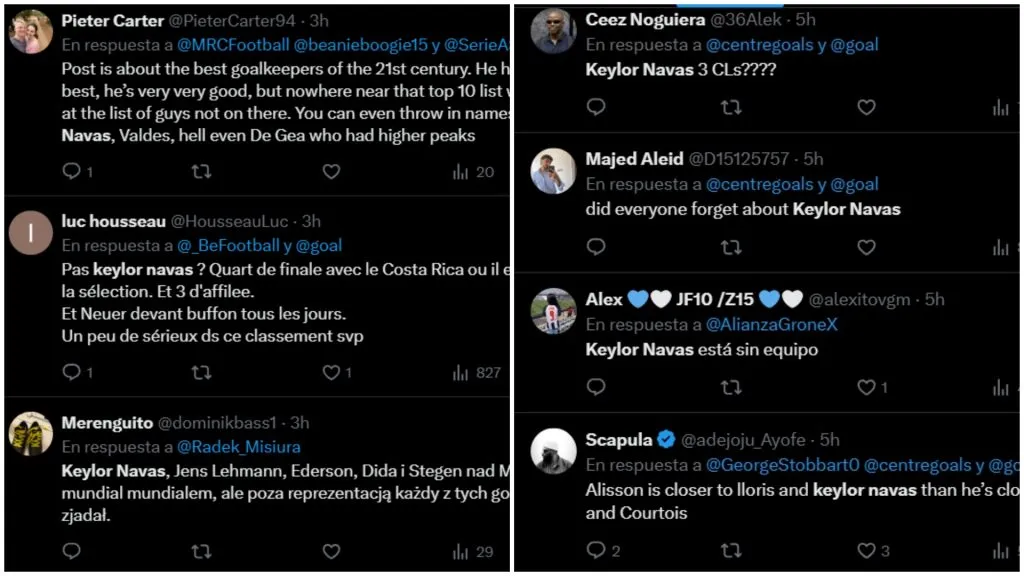 El pedido por incluir a Keylor Navas.