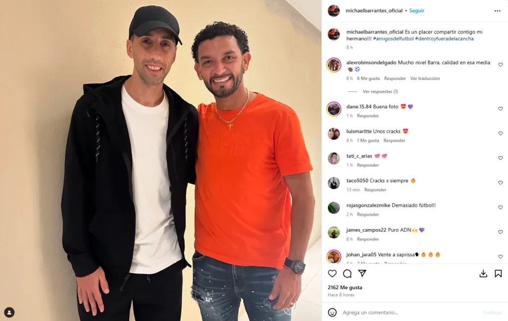 Mariano Torres y Michael Barrantes, una amistad de años. (Instagram)