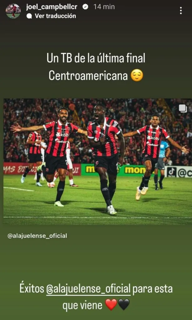 El mensaje de Campbell para Alajuelense (LDA).