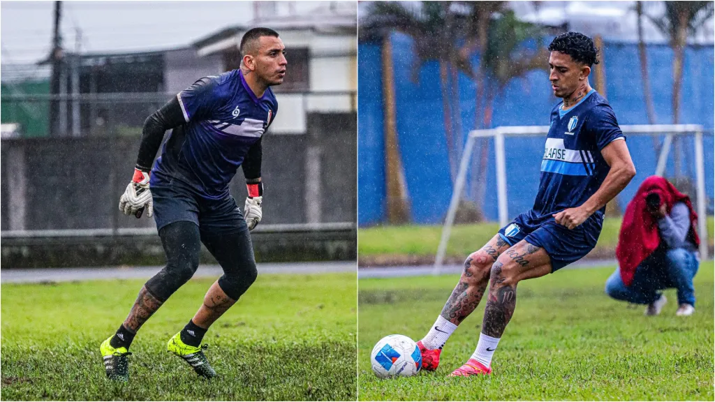 Jason Vega y Byron Bonilla en acción durante uno de los entrenos del Tren. (Foto: Real Estelí)