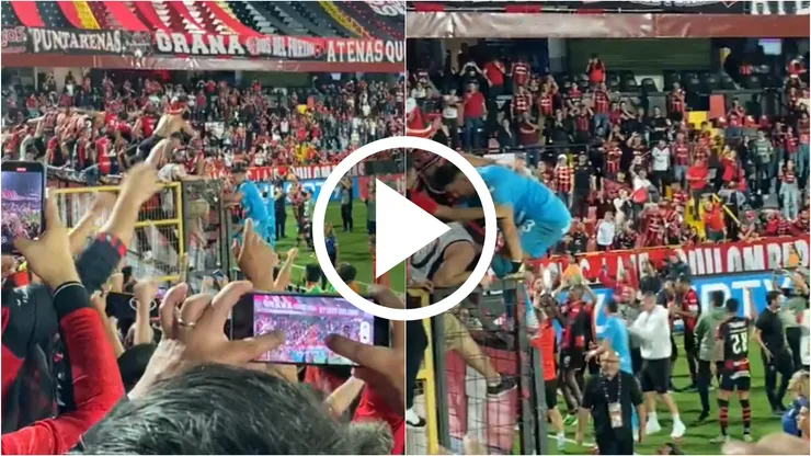 No se vio en TV: el alocado festejo de Leo Moreira con la afición tras el título de Alajuelense.