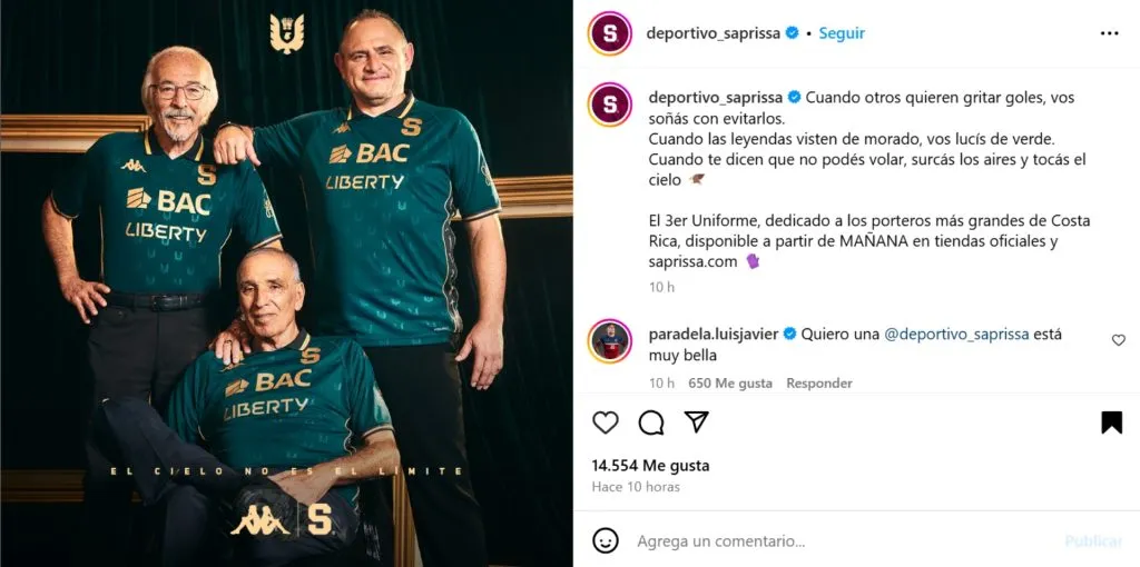El comentario de Luis Paradela en la publicación del Saprissa.
