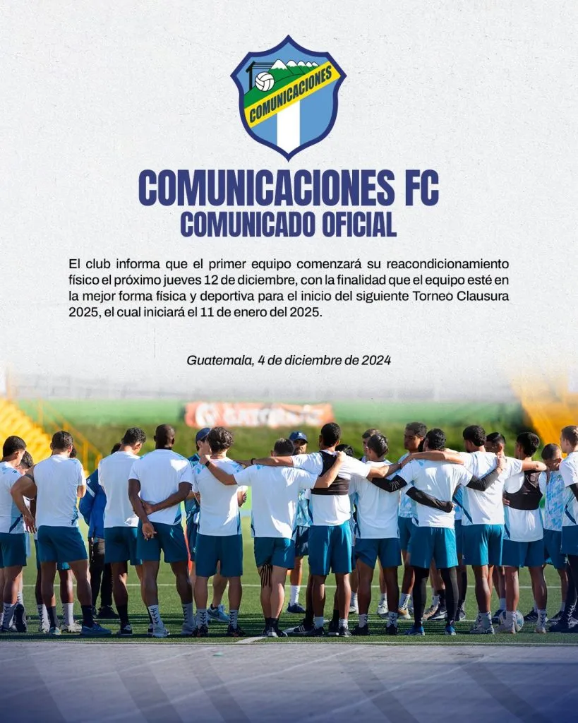 El comunicado oficial de Comunicaciones en sus redes sociales.
