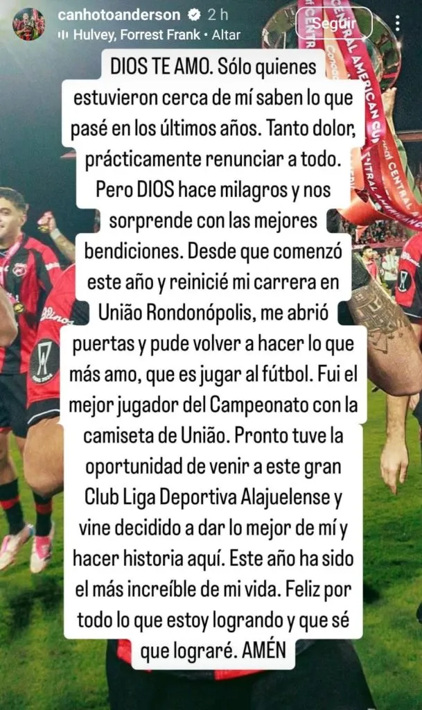 El mensaje de Canhoto habla por sí solo. (Instagram)