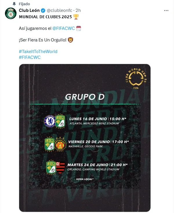 León mandó el mensaje y fijó el tuit.