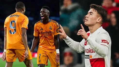 Vinicius y Mbappé festejan en el Real Madrid, como Ugalde en Moscú.