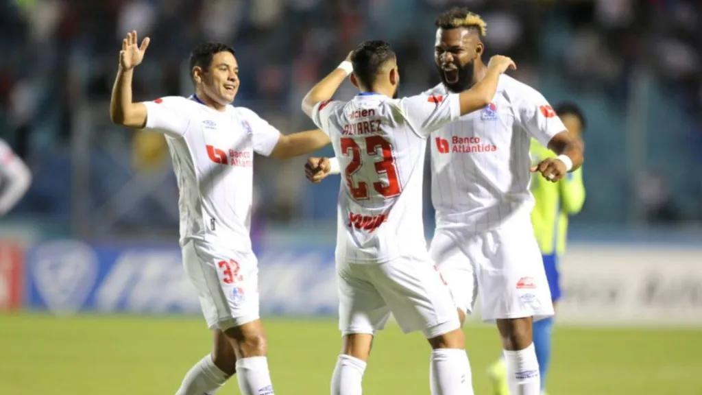Jorge Álvarez, José Mario Pinto, Jorge Benguché y Jerry Bengtson anotaron en la reciente goleada 4-0 de Olimpia sobre Olancho. (Foto: David Romero / La Prensa)