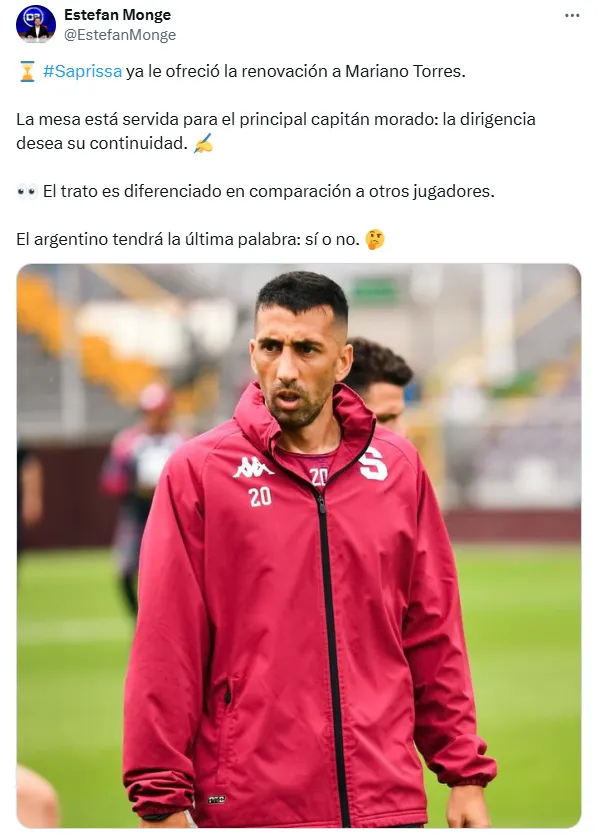 La información de Mariano Torres: ¿renovará o dirá adiós? (x.com)