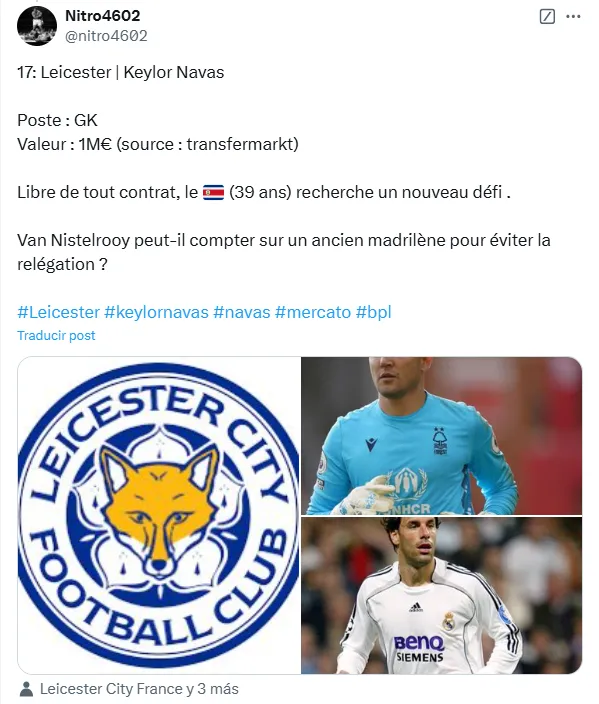 El interés de la Premier League por Keylor Navas. (x.com)