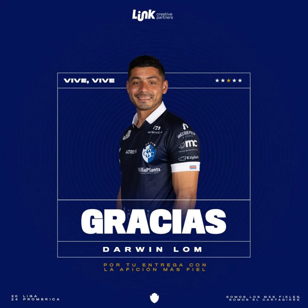 La imagen de despedida de Cartaginés a Darwin Lom.