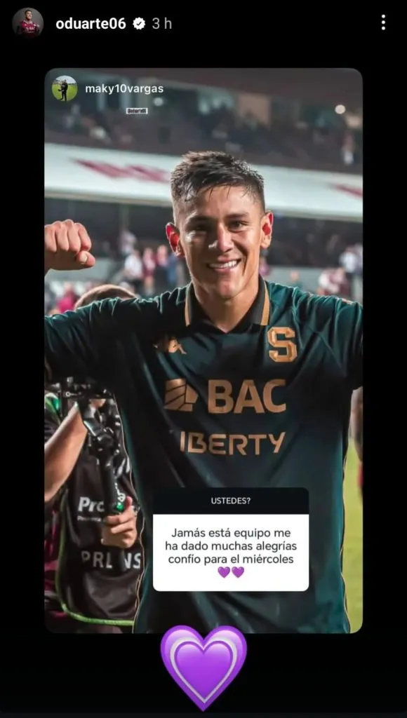 Duarte es puro entusiasmo para la revancha. (Instagram)