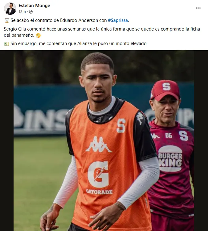 La información la dio Estefan Monge. (Facebook)