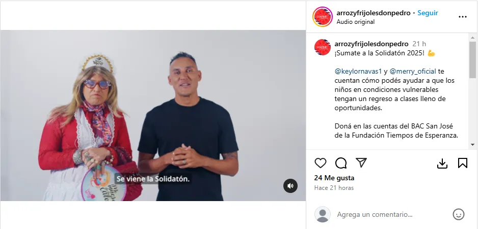 El último video de Keylor Navas llamando a participar de la “Solidatón”.