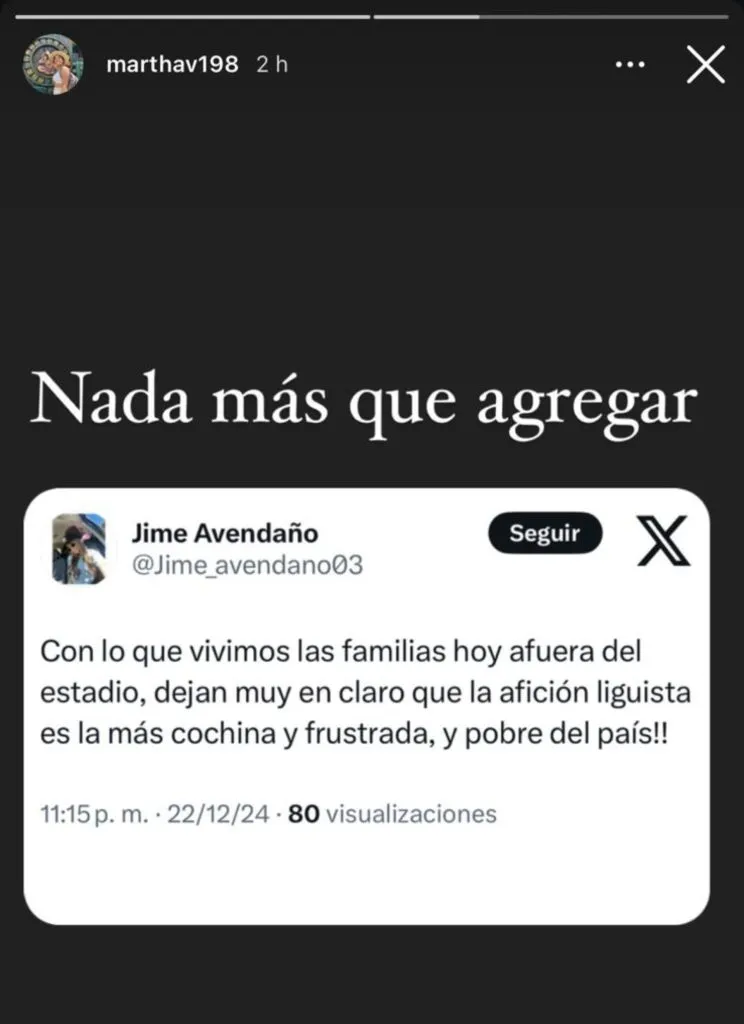 La publicación de las esposas de los jugadores de Alajuelense.