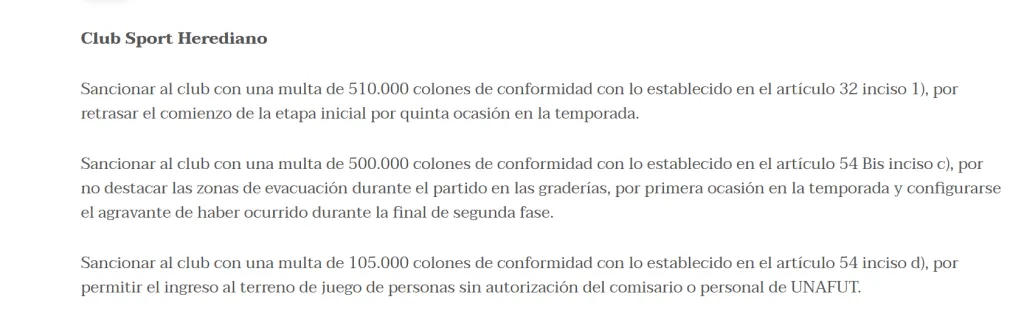 El informe del Tirbunal Disciplinario (FCRF).