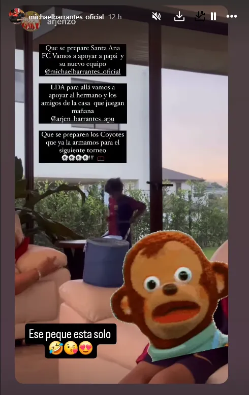 La storie que subió el hijo de Michael Barrantes y fue compartida por él. (IG)