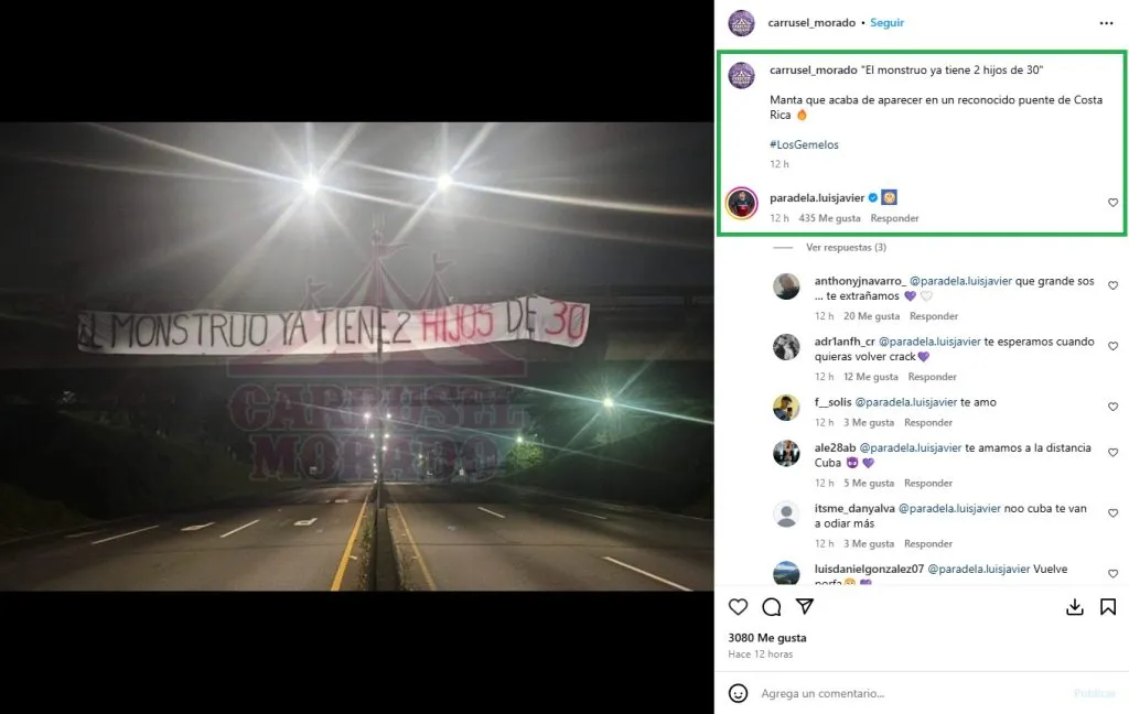 A Luis Paradela le bastó con un emoji para generar la locura de los morados. (Instagram)