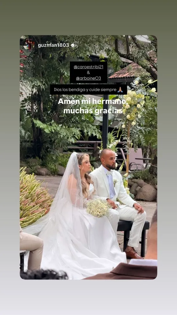 David Guzmán dijo presente en la boda de Arboine (Instagram).