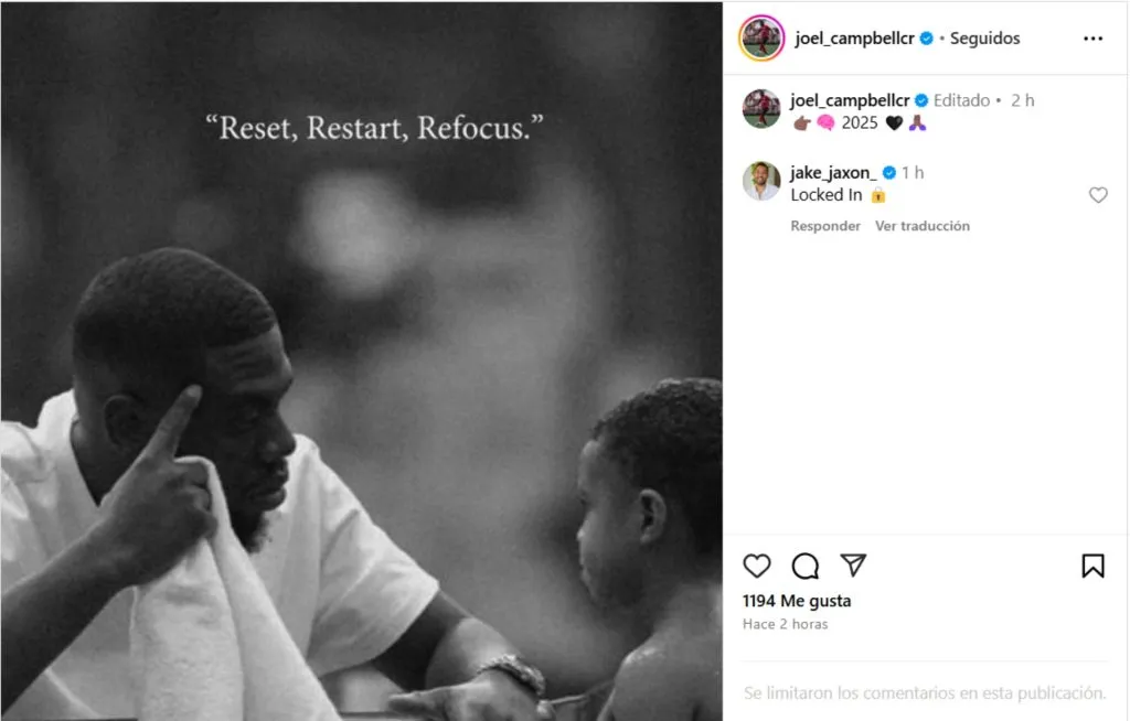 La publicación de Joel Campbell en su cuenta de Instagram.