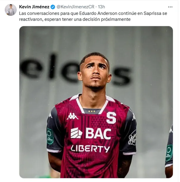 El futuro de Eduardo Anderson según Kevin Jiménez. (x.com)