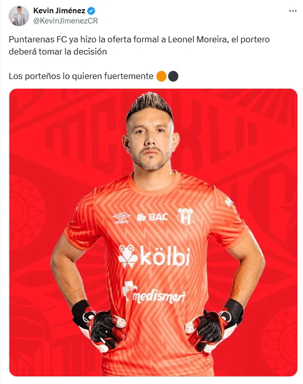 Leo Moreira está cerca de fichar en Puntarenas. (X.com)