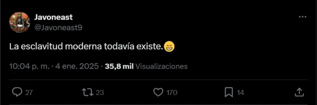 La publicación de Javon East.