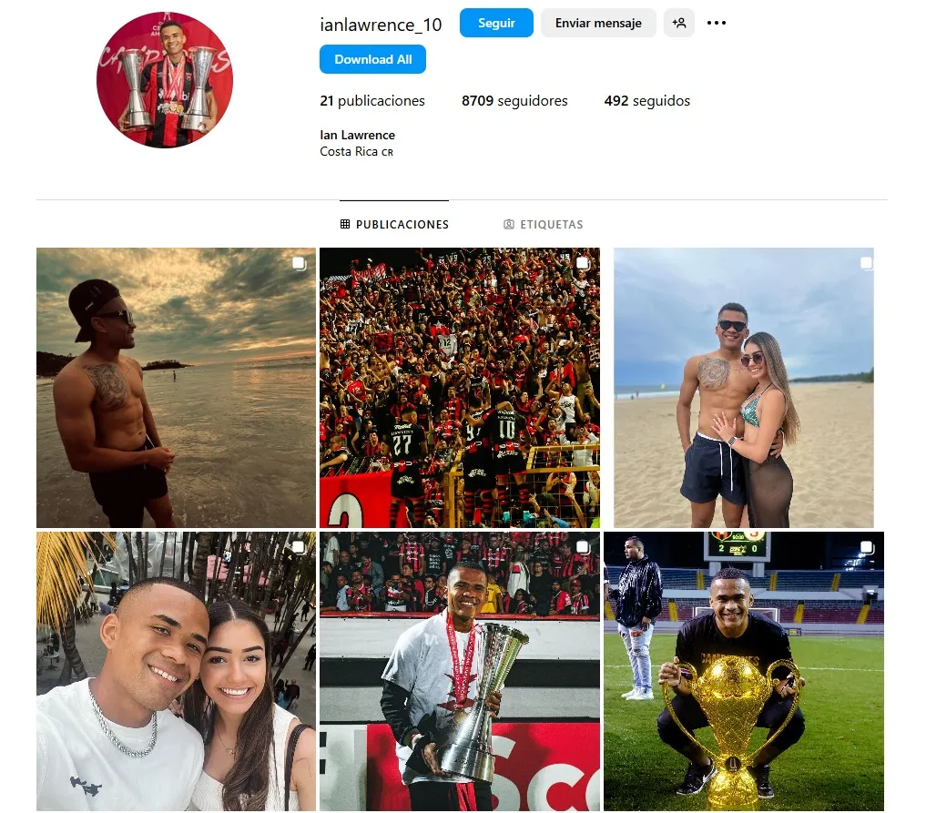 Ian Lawrence no olvida a Alajuelense (Instagram).