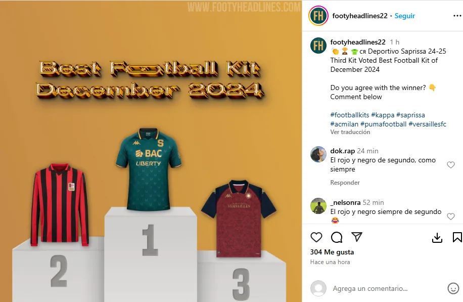 El podio del Mundial de Camisetas y los comentarios contra Alajuelense. (Instagram)