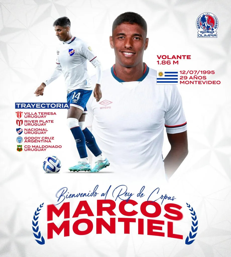 La imagen que publicó Olimpia en sus redes sociales para presentar al volante uruguayo.